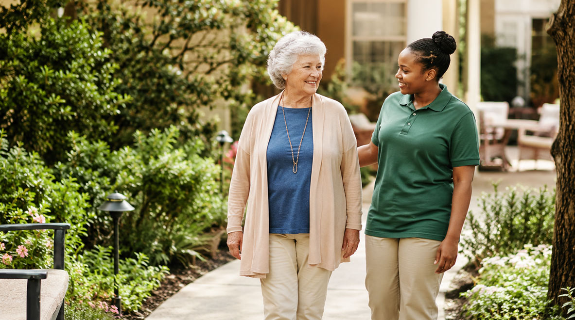 memory caretaker with elderly woman