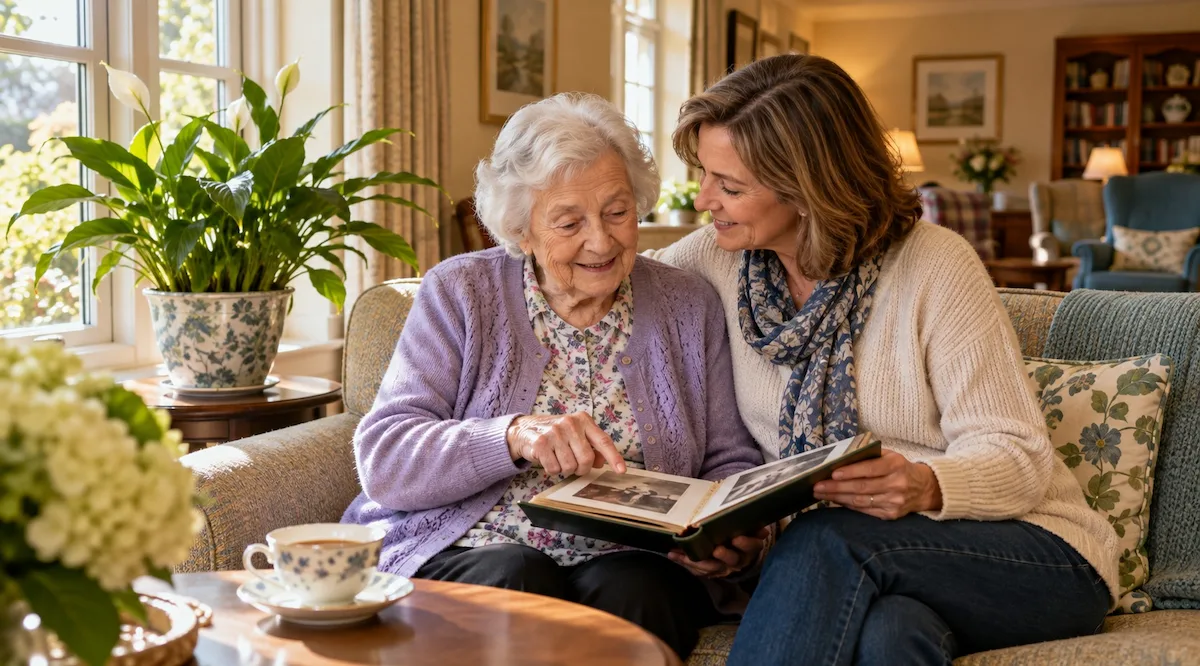 elderly woman receiving memory care services